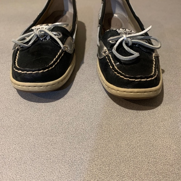 Sperry Black/Silver Angelfish Topsider Moccasin Shoes sz 8.5 M - Picture 3 of 7